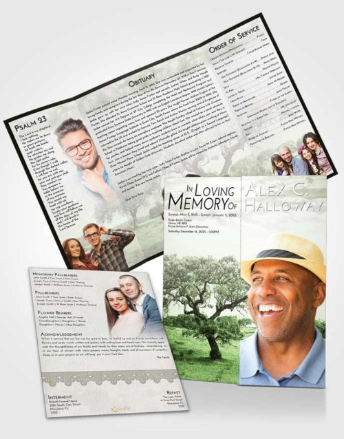 Obituary Funeral Template Gatefold Memorial Brochure Loving Loving Leaves