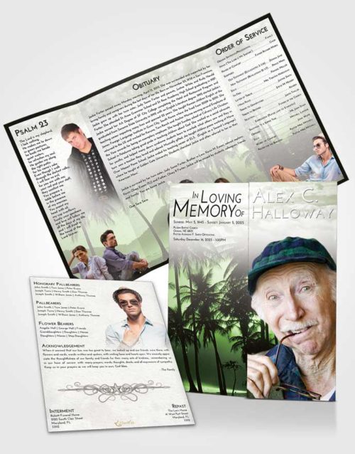 Obituary Funeral Template Gatefold Memorial Brochure Loving Palm Paradise