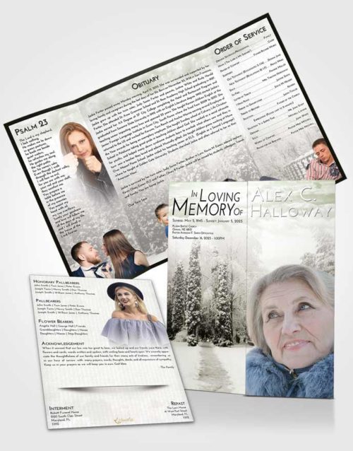Obituary Funeral Template Gatefold Memorial Brochure Loving Snow Garden