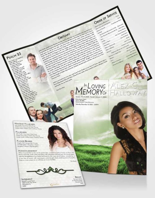 Obituary Funeral Template Gatefold Memorial Brochure Loving Summer Fields