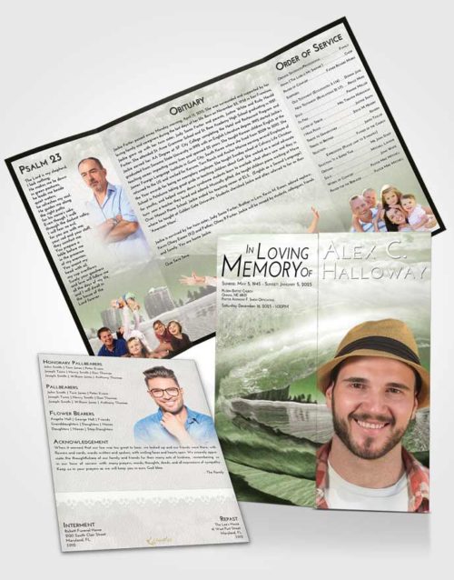 Obituary Funeral Template Gatefold Memorial Brochure Loving Summer Waves