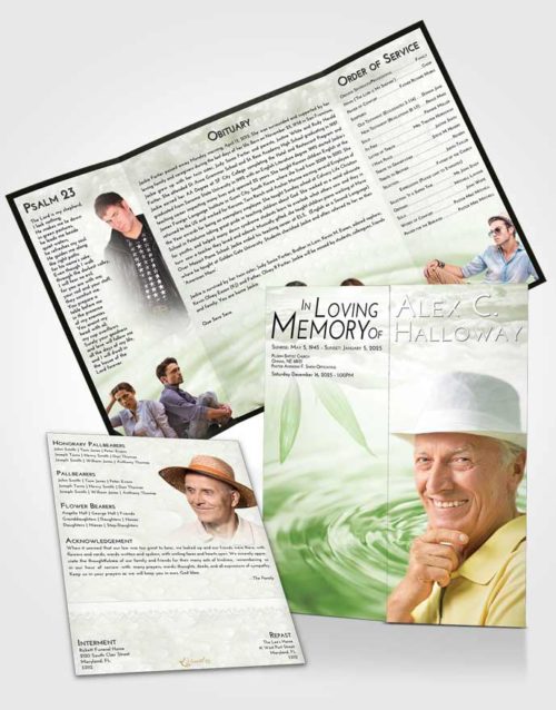 Obituary Funeral Template Gatefold Memorial Brochure Loving Water Droplet