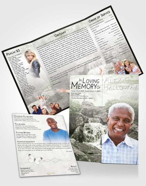 Obituary Funeral Template Gatefold Memorial Brochure Loving Waterfall Masterpiece