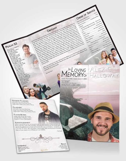 Obituary Funeral Template Gatefold Memorial Brochure Morning Coastal Gaze