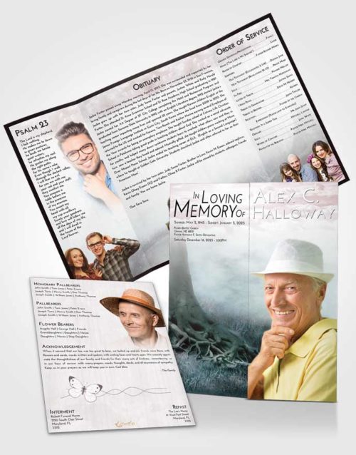 Obituary Funeral Template Gatefold Memorial Brochure Morning Deep Roots