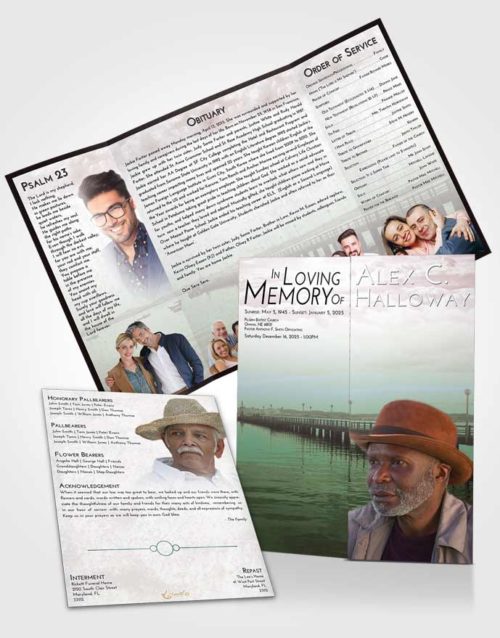 Obituary Funeral Template Gatefold Memorial Brochure Morning Lake Drive