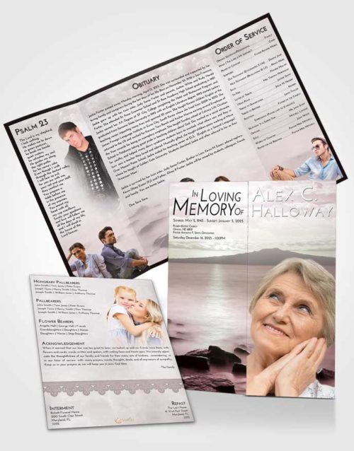 Obituary Funeral Template Gatefold Memorial Brochure Morning Lake Front
