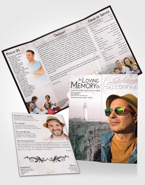 Obituary Funeral Template Gatefold Memorial Brochure Morning Lighthouse Point
