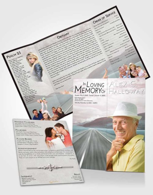 Obituary Funeral Template Gatefold Memorial Brochure Morning Morning Highway