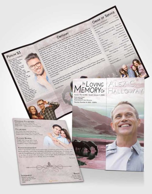 Obituary Funeral Template Gatefold Memorial Brochure Morning Watering Hole