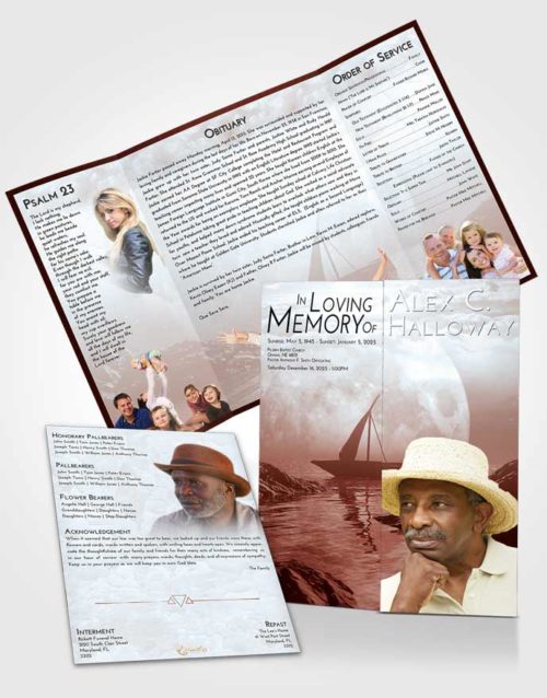 Obituary Funeral Template Gatefold Memorial Brochure Ruby Love Calm Waters