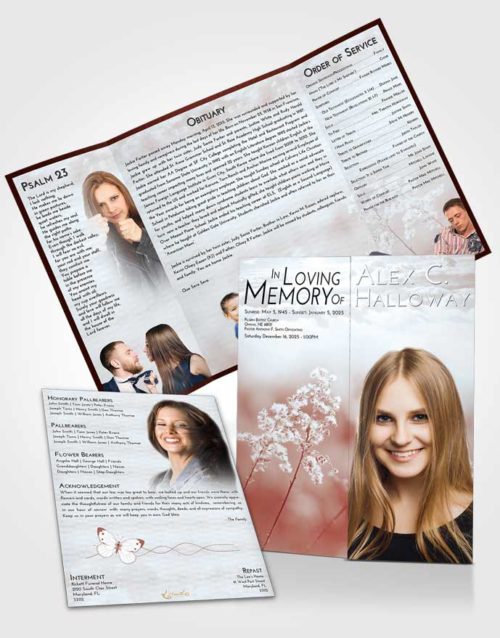 Obituary Funeral Template Gatefold Memorial Brochure Ruby Love Colorful Spring