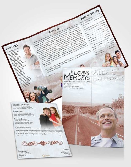 Obituary Funeral Template Gatefold Memorial Brochure Ruby Love Highway Cruise