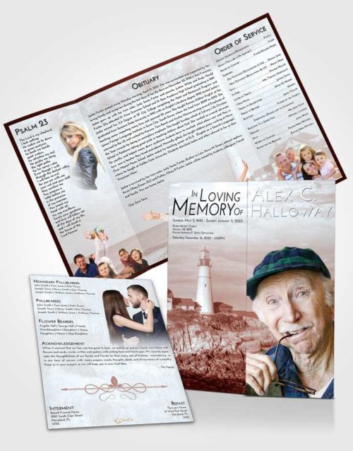 Obituary Funeral Template Gatefold Memorial Brochure Ruby Love Lighthouse Journey