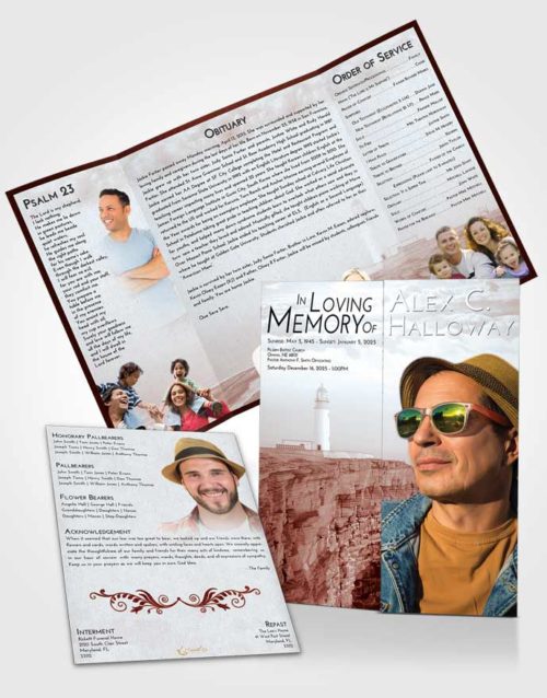 Obituary Funeral Template Gatefold Memorial Brochure Ruby Love Lighthouse Point