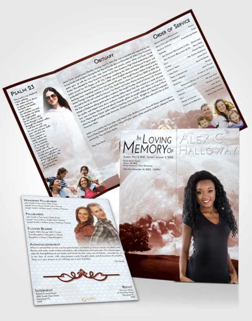 Obituary Funeral Template Gatefold Memorial Brochure Ruby Love Moon Gaze