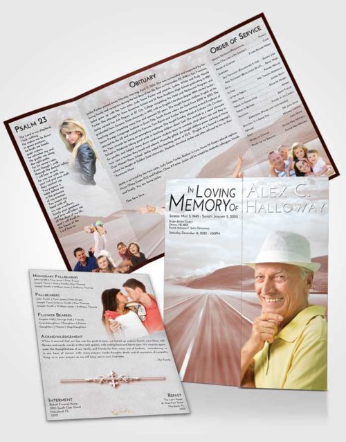Obituary Funeral Template Gatefold Memorial Brochure Ruby Love Morning Highway