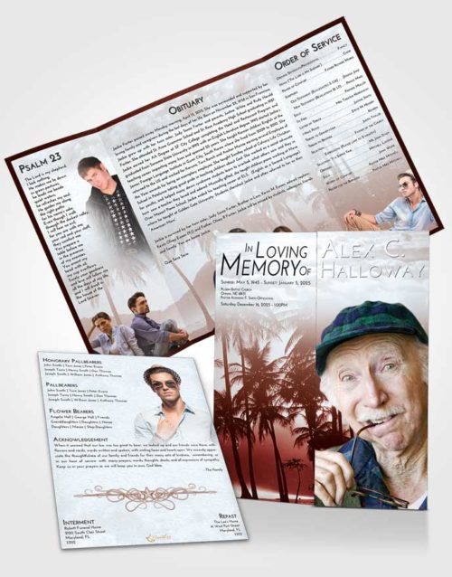 Obituary Funeral Template Gatefold Memorial Brochure Ruby Love Palm Paradise