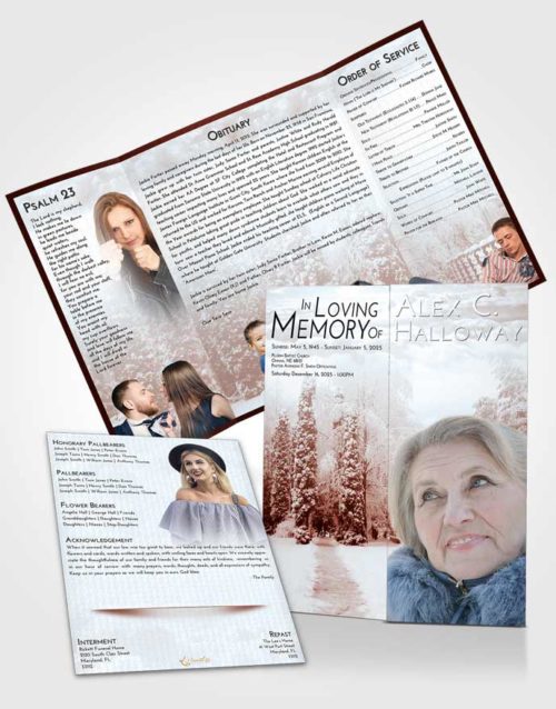 Obituary Funeral Template Gatefold Memorial Brochure Ruby Love Snow Garden