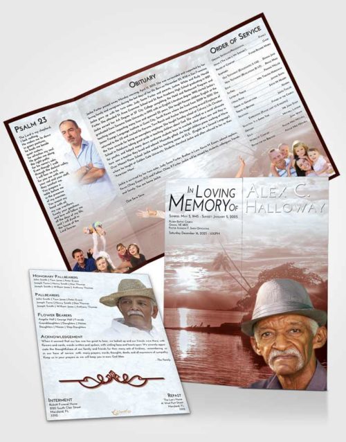 Obituary Funeral Template Gatefold Memorial Brochure Ruby Love Tropical Beach