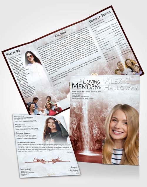Obituary Funeral Template Gatefold Memorial Brochure Ruby Love Waterfall Happiness