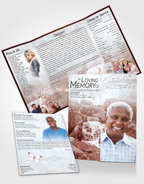 Obituary Funeral Template Gatefold Memorial Brochure Ruby Love Waterfall Masterpiece