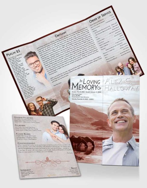 Obituary Funeral Template Gatefold Memorial Brochure Ruby Love Watering Hole