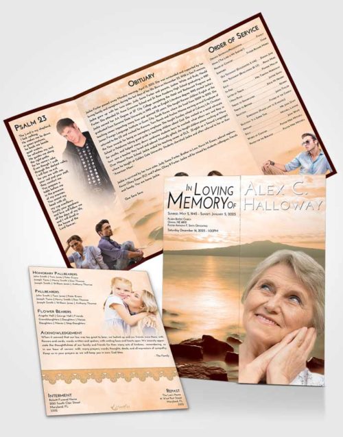 Obituary Funeral Template Gatefold Memorial Brochure Soft Dusk Lake Front
