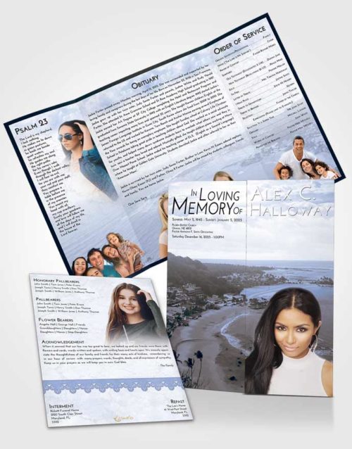 Obituary Funeral Template Gatefold Memorial Brochure Splendid Beach Life