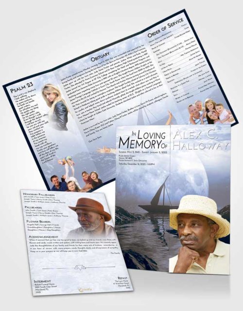 Obituary Funeral Template Gatefold Memorial Brochure Splendid Calm Waters