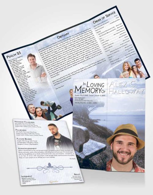 Obituary Funeral Template Gatefold Memorial Brochure Splendid Coastal Gaze