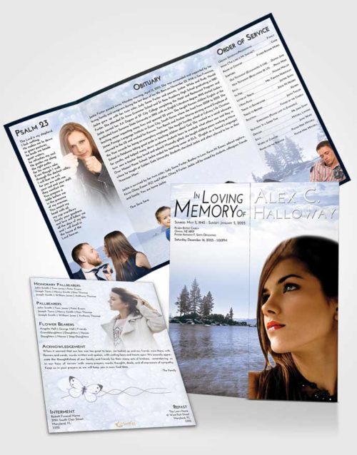 Obituary Funeral Template Gatefold Memorial Brochure Splendid Coral Waters
