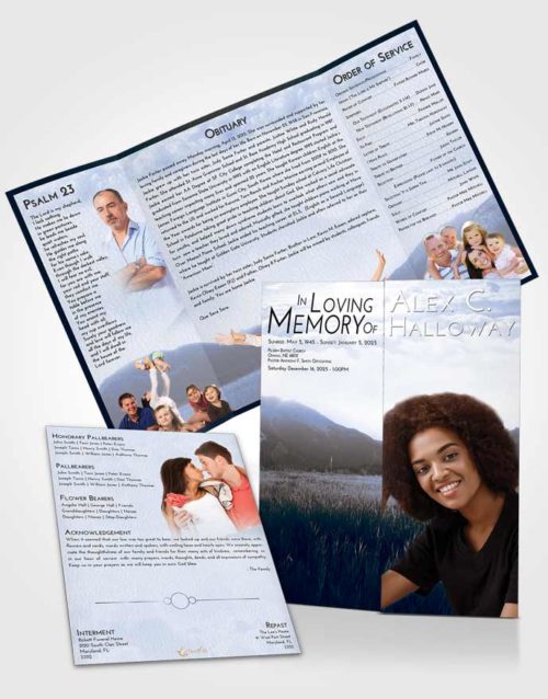 Obituary Funeral Template Gatefold Memorial Brochure Splendid Graceful Mountains