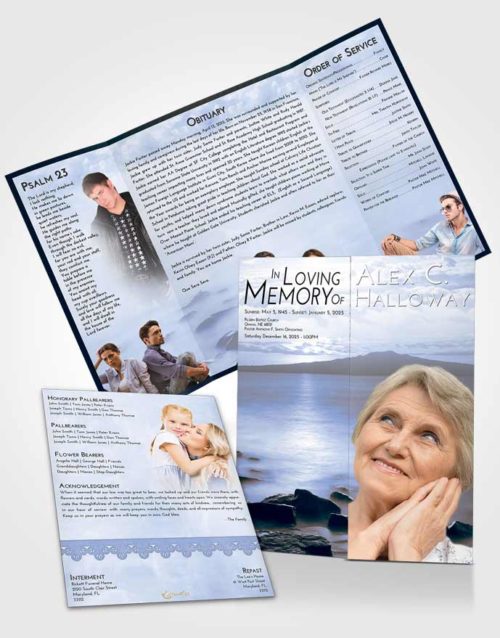 Obituary Funeral Template Gatefold Memorial Brochure Splendid Lake Front