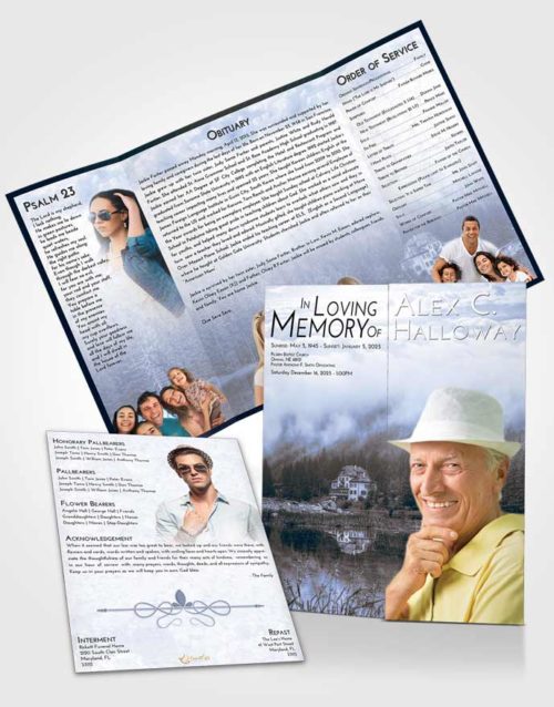 Obituary Funeral Template Gatefold Memorial Brochure Splendid Lake House