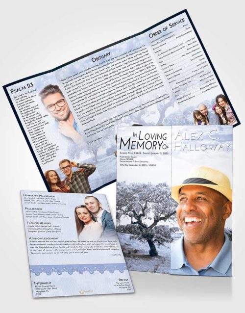 Obituary Funeral Template Gatefold Memorial Brochure Splendid Loving Leaves