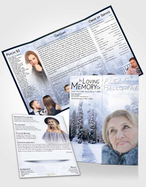 Obituary Funeral Template Gatefold Memorial Brochure Splendid Snow Garden