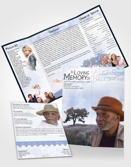 Obituary Funeral Template Gatefold Memorial Brochure Splendid Solumn Tree