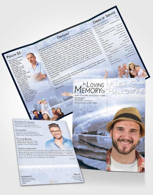 Obituary Funeral Template Gatefold Memorial Brochure Splendid Summer Waves