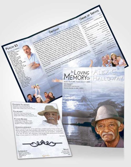 Obituary Funeral Template Gatefold Memorial Brochure Splendid Tropical Beach