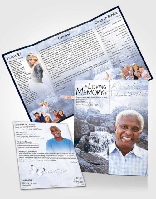 Obituary Funeral Template Gatefold Memorial Brochure Splendid Waterfall Masterpiece