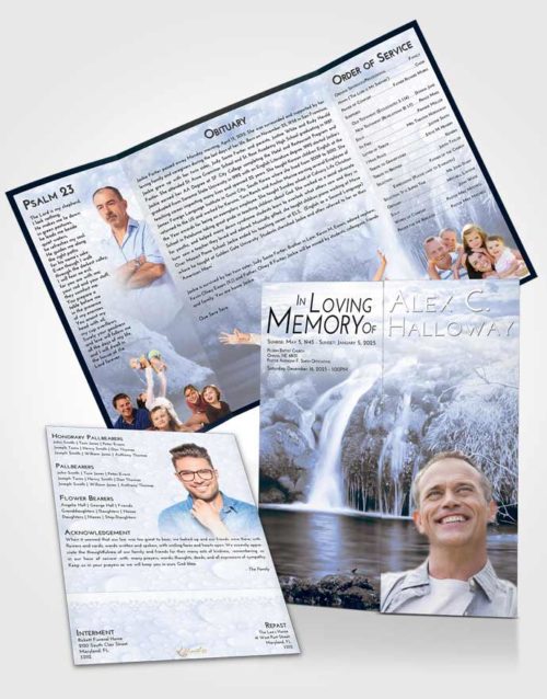 Obituary Funeral Template Gatefold Memorial Brochure Splendid Waterfall Paradise