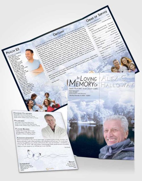 Obituary Funeral Template Gatefold Memorial Brochure Splendid White Winter Park