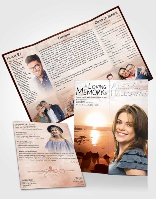 Obituary Funeral Template Gatefold Memorial Brochure Strawberry Love Early Rise