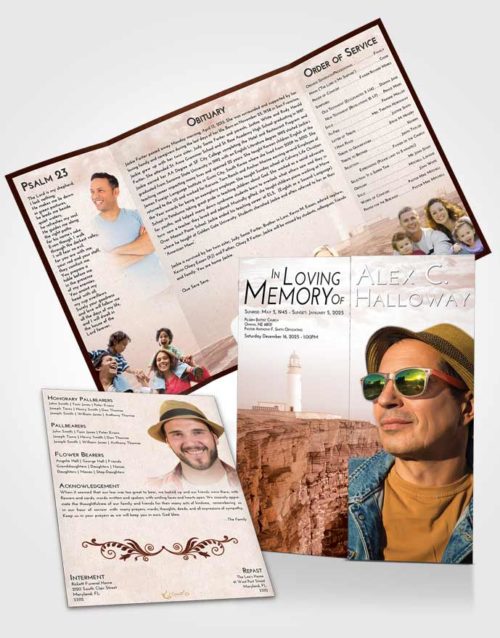 Obituary Funeral Template Gatefold Memorial Brochure Strawberry Love Lighthouse Point