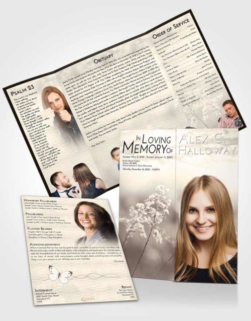 Obituary Funeral Template Gatefold Memorial Brochure Tranquil Colorful Spring