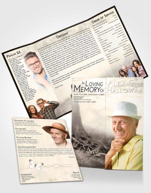 Obituary Funeral Template Gatefold Memorial Brochure Tranquil Deep Roots