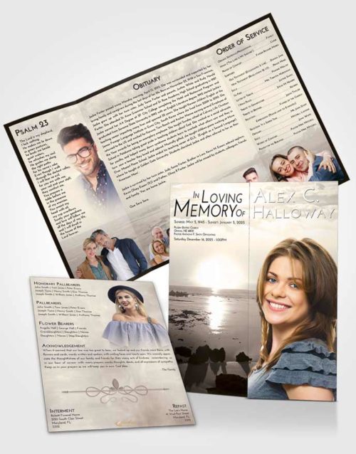 Obituary Funeral Template Gatefold Memorial Brochure Tranquil Early Rise