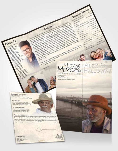 Obituary Funeral Template Gatefold Memorial Brochure Tranquil Lake Drive