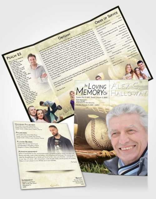 Obituary Funeral Template Gatefold Memorial Brochure At Dusk Baseball Tranquility